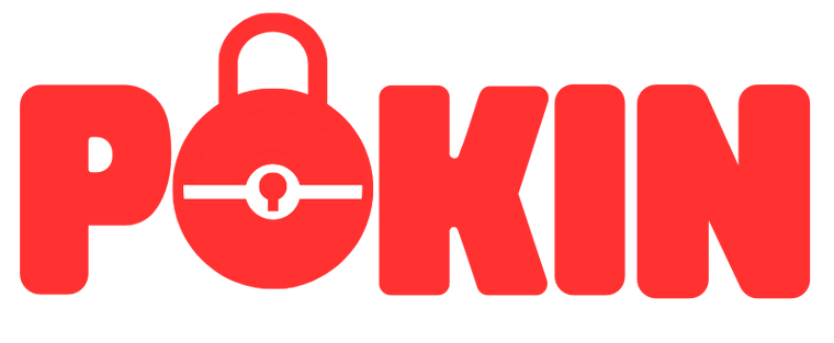 Red stylized text reading 'POKIN' with a padlock icon replacing the letter O, on a plain white background.